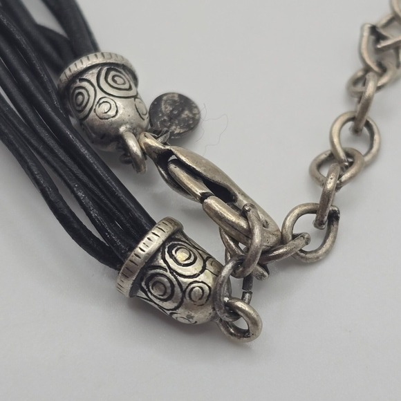 Chicos Red and Silver Pendant Necklace Spiral Pattern - Picture 6 of 9